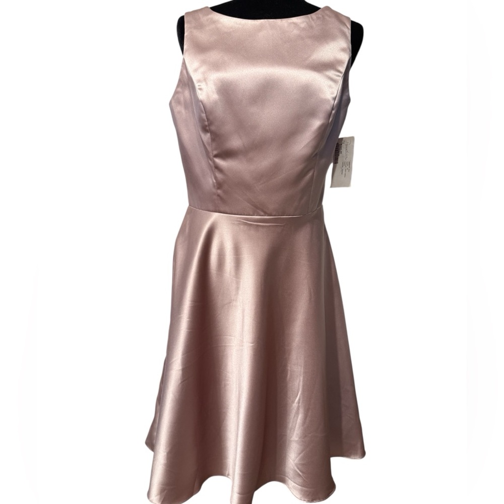 Dessy Collection Blush Satin Midi Dress